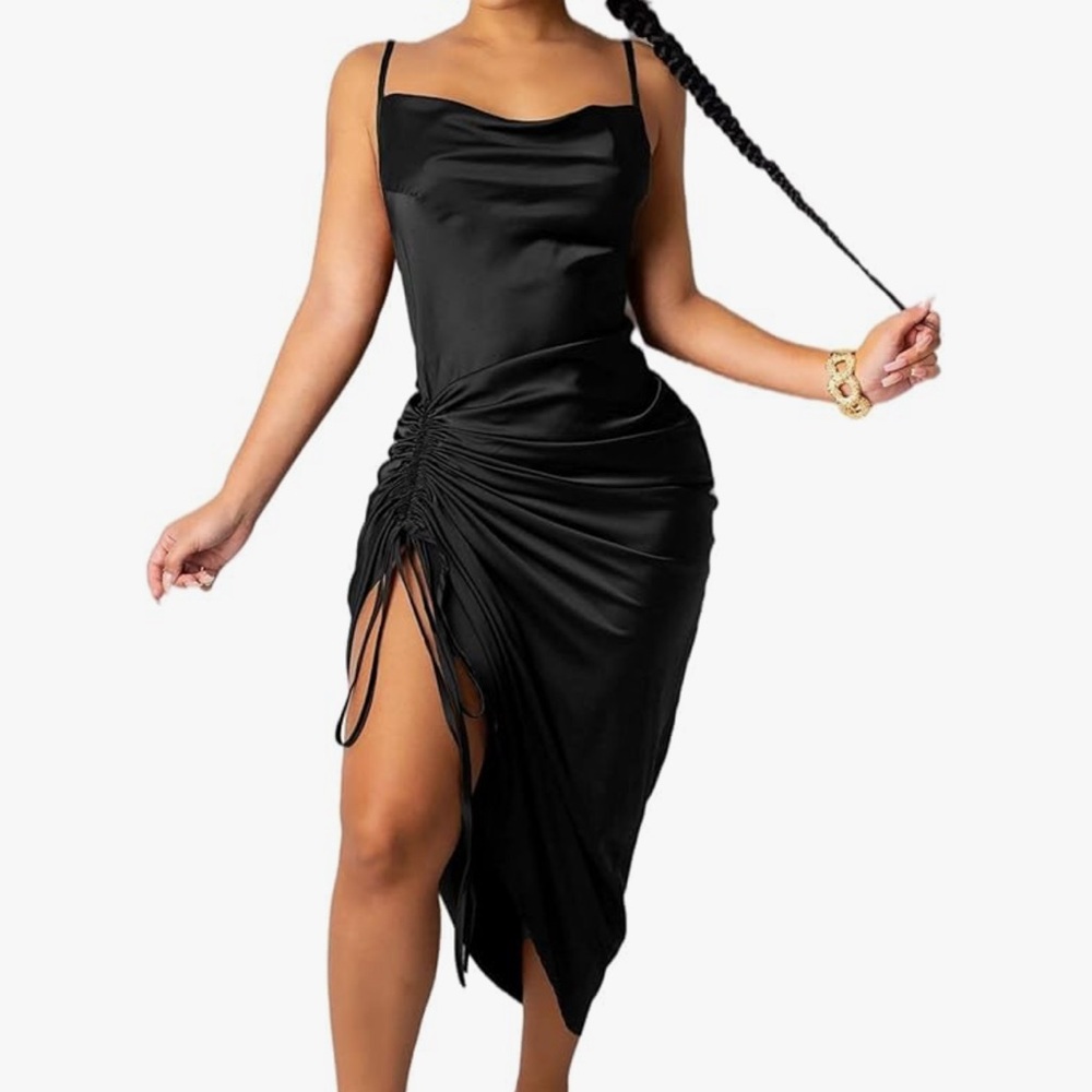 Satin Cowl Neck Dresss